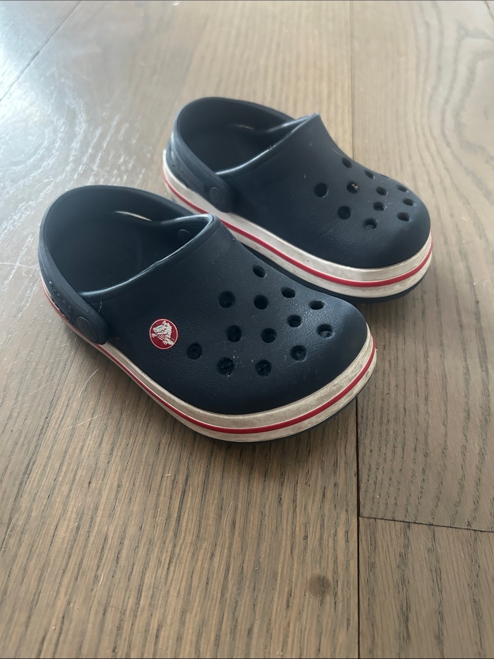 Crocs toddler Kids Navy Clog Shoes with Red Trim